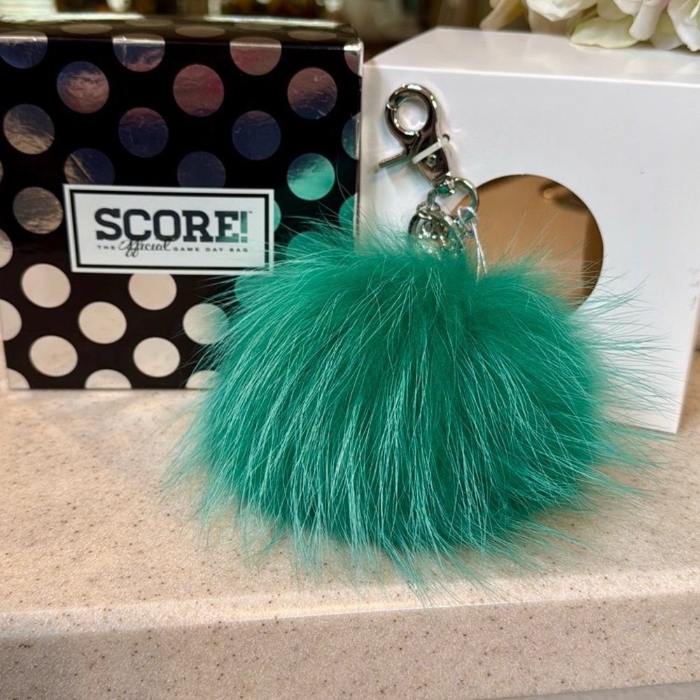 Turquoise Score! Gameday Bag Pom keychain